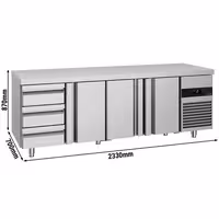 Commercial Counter Fridge PREMIUM - 2330x700mm - with 3 doors - 3 drawers - capacity 632 litres