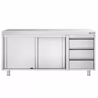 طاولة عمل ستانلس ستيل PREMIUM - 1800x700mm - وحدة أدراج 3 يسار