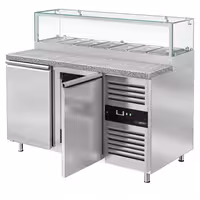 Saladette PREMIUM – 1510 mm – 2 bibien – b'quċċata tal-ħġieġ għal 7 x GN 1/3