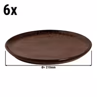 (6 adet) BAMA COPPER - Düz Tabak - Yuvarlak Düz - Stoneware, Ø210mm, Bakır