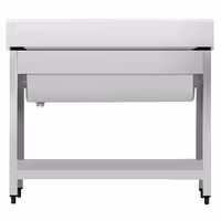 Grovdiskbänk i rostfritt stål ECO - 1000x700 mm - med underhylla - 1 ho mitten - extra djup ho - med stänkskydd