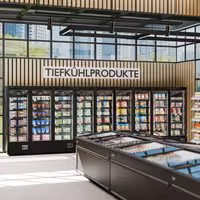 Commercial multideck display freezer - 1260mm - 991L - with 2 double‑glazed hinged glass doors & 5 shelves - Black