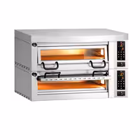 Electric Deck Pizza Oven Power - Twin Deck - Refractory Stone Deck - 4+4 x Ø 34cm (13.4") - Touchscreen Controls - up to 450°C - incl. Stainless steel hood