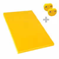 Neslīdošs griešanas dēlis - 300x500 mm - Biezums: 20 mm - HACCP atbilstošs - PE500 (HDPE) polietilēns - Dzeltens - Ar fiksatoriem - Var mazgāt trauku mazgājamā mašīnā