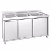 PREMIUM umivaonik – 1400 x 600 mm – s košem za smeće i dvije zdjele s desne strane