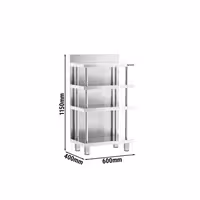 Radna ploča za bar – nehrđajući čelik – 600 x 400 mm – s 4 police