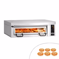 Electric Deck Pizza Oven Power - Single Deck - Refractory Stone Deck - 6 x Ø 34cm (13.4") - 230V 3 Phase - Digital Controls - up to 450°C - incl. Stainless steel hood