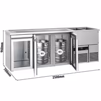 Pivski šank PREMIUM - 2500x700 mm - 3 Staklena vrata