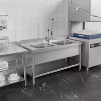 Sudoper ECO - 1400x700 mm - s donjom policom - s 2 koritima - korita sredina - inox