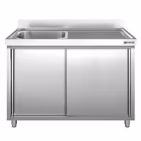 Sudoper s ormarićem PREMIUM - inox - 1400 x 600 mm - s 1 koritom - korito lijevo