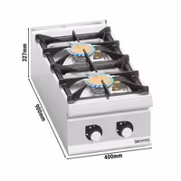 Fogão a gás de mesa - 20kW - 2 queimadores - com queimadores de alto rendimento