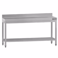 Commercial Stainless Steel Centre Table ECO - 2000x600mm - with Undershelf - with Rear Upstand - with Cross Bracing