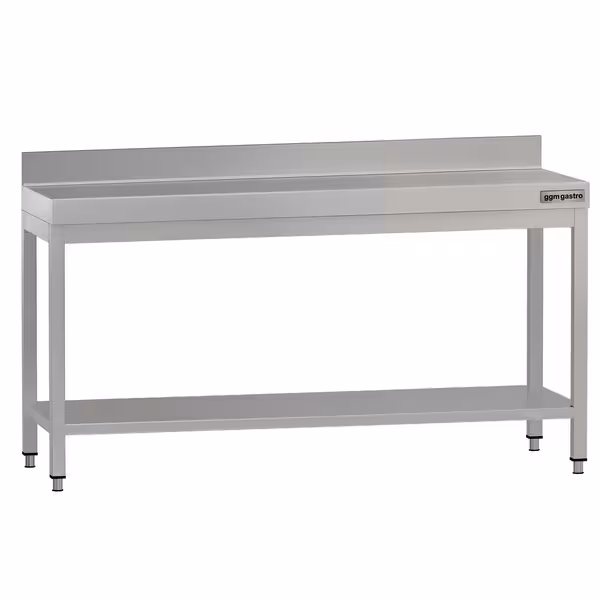 طاولة عمل ستانلس ستيل ECO - 2000x600mm - مع رف سفلي & حاجز خلفي