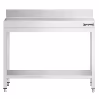 طاولة عمل ستانلس ستيل PREMIUM - 800x600mm - مع رف سفلي & حاجز خلفي