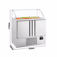Pult za pripremu salate PREMIUM PLUS - 978 mm - 2 vrata - s ravnom staklenom nadogradnjom za 6x GN 1/3 & 3x GN 1/6