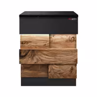 Checkout Counter TORONTO - 600mm - Wood-effect front panel - Matt black finish - Stainless steel body