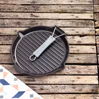 STAUB | Pure Grill Round Cast Iron Grill Pan – Ø28 cm - Black - Spout & Folding Silicone Handle