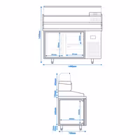 Table réfrigérée à pizza Premium PLUS - 1490x700 mm - avec 1 porte & 2 tiroirs - incl. vitrine réfrigérée - 6x GN 1/4