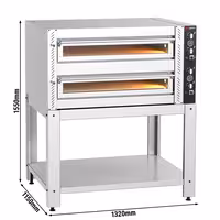 Electric Deck Pizza Oven - Twin Deck - Refractory Stone Deck - 9+9 x Ø 30cm (12") - Mechanical Controls - incl. Base frame