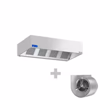 Commercial Wall-Mounted Extractor Hood with Motor – 2000mm – with Speed Controller, Baffle Filters & Lighting