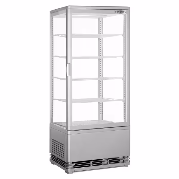 Countertop 4-Sided Glass Display Fridge - 98L - 428mm - Double glazing - square - with 5 shelves - 1 glass door