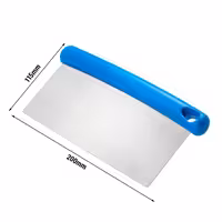 Rezač za tijesto - ravna oštrica - 200x115 mm - nehrđajući čelik (inox 18/10) - plava - savitljiva oštrica - plastična ručka (PP)