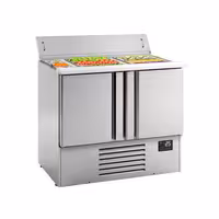 Pult za pripremu salate PREMIUM PLUS - 978 mm - 2 vrata - s ugradnim ležištem za 6x GN 1/3 & 3x GN 1/6 i poklopac od nehrđajućeg čelika
