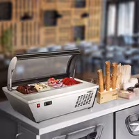 Vitrină de înghețată de masă - 805 mm - pentru recipiente de gheață de 4 x 5 litri