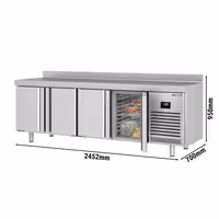 Zamrzni pult PREMIUM PLUS - 2452x700 mm - 630 l - Ventilirano hlađenje - s 4 vrata - Podignuti rub