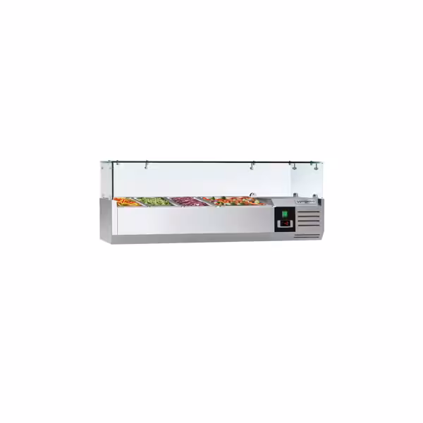 Nadstawna witryna chłodnicza PREMIUM – 1200 x 395 mm – 3 pojemniki 3x GN 1/3 & 1x GN 1/2