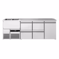 Direct Draw Beer Dispenser / Kegerator PREMIUM - 2500x700mm - 1 Solid Door & 4 Drawers