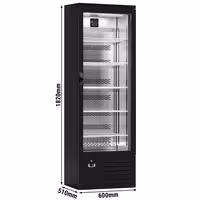 Frigorífico expositor de bebidas - 600mm - 280L - com 1 porta de vidro - com indicação/painel digital de temperatura - Preto