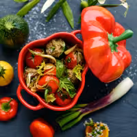STAUB | CERAMIQUE - Cocotte - Paprikaform - Ø 110mm - Keramik - Orange-Röd