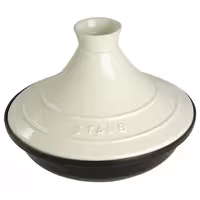 STAUB | Cast Iron Tajine – Ø 28 cm - Cream - Matte Black Interior, Oven to 260°C