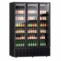 Commercial Beverage Display Fridge - 1500mm - 1500 Litres - with 3 hinged glass doors - LED lighting - Black - Temperature range 1 to 9 °C