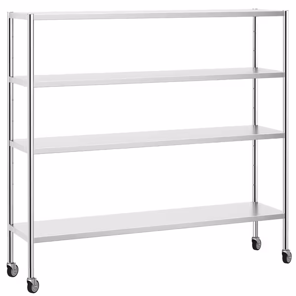 رفوف ستانلس ستيل PREMIUM - 2000x500mm - عمق: 500 mm - 4 رفوف (قابلة للتعديل) - يشمل 4 عجلات - الحمولة: 320 kg