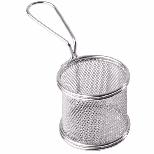 (6 Stück) Servier Frittierkorb - SNACKHOLDER - Edelstahl - Ø 80mm - Silber