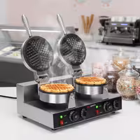 Commercial Waffle Maker - Double - Manual - 2.6kW - Shape: Hearts - Ø 180mm - plates with Teflon coating