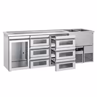 Pivski šank PREMIUM - 2500x700 mm - 1 Staklena vrata & 6 Staklene ladice