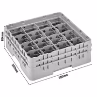 CAMBRO | CAMRACK® - Košara za pranje šalica 1/1 - Sa 16 odjeljaka - 500x500 mm - Siva boja