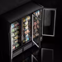 Commercial multideck display freezer - 1890mm - 1539L - with 3 hinged glass doors & 5 shelves - Black
