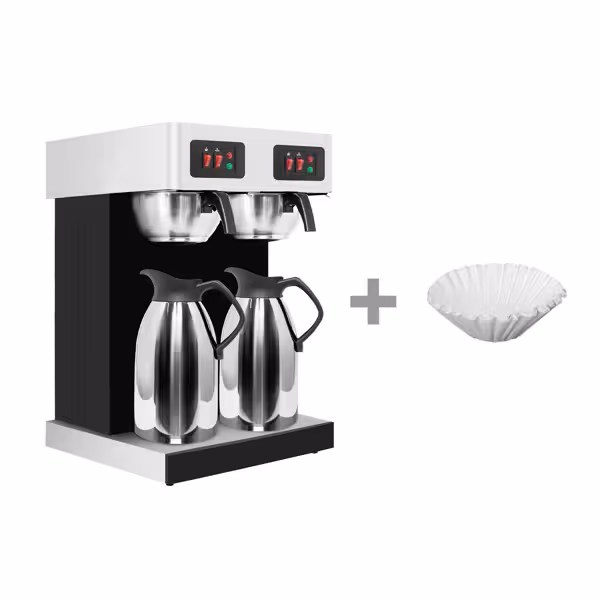 Filtre Kahve Makinesi profesyonel - 2x 2,0L - 3,80 kW - termosa direkt demleme - 2 Termos Dahil