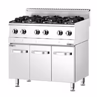 Fogão a gás - 19,6kW - 6 queimadores - com armário baixo - 3 portas