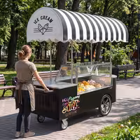 Ice Cream Cart - 2146mm - with sink - for 9 x 5 litres Napoli pans - rear sliding doors