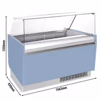 Ice Cream Display Freezer | LIAM - 1560mm - with LED lighting - for 13 x 5 litres Napoli pans - Light Blue - Static cooling