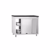 Rozsdamentes acél munkaszekrény PREMIUM – 1200x700 mm – átadóablakkal – gránit munkalapmal