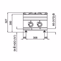 Fogão a gás de mesa - 20kW - 2 queimadores - com queimadores de alto rendimento