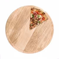 Düz Pizza Tabağı - Ahşap, Ø340mm, Oluklu/Kanallı Yüzey
