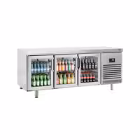 Stół chłodniczy barowy do napojów Premium PLUS – 2185 x 800 mm – z 3 drzwiami szklanymi