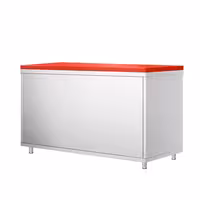 Arbetskåp i rostfritt stål PREMIUM - 1600x700 mm - 2 skjutdörrar - inkl. skärbräda röd